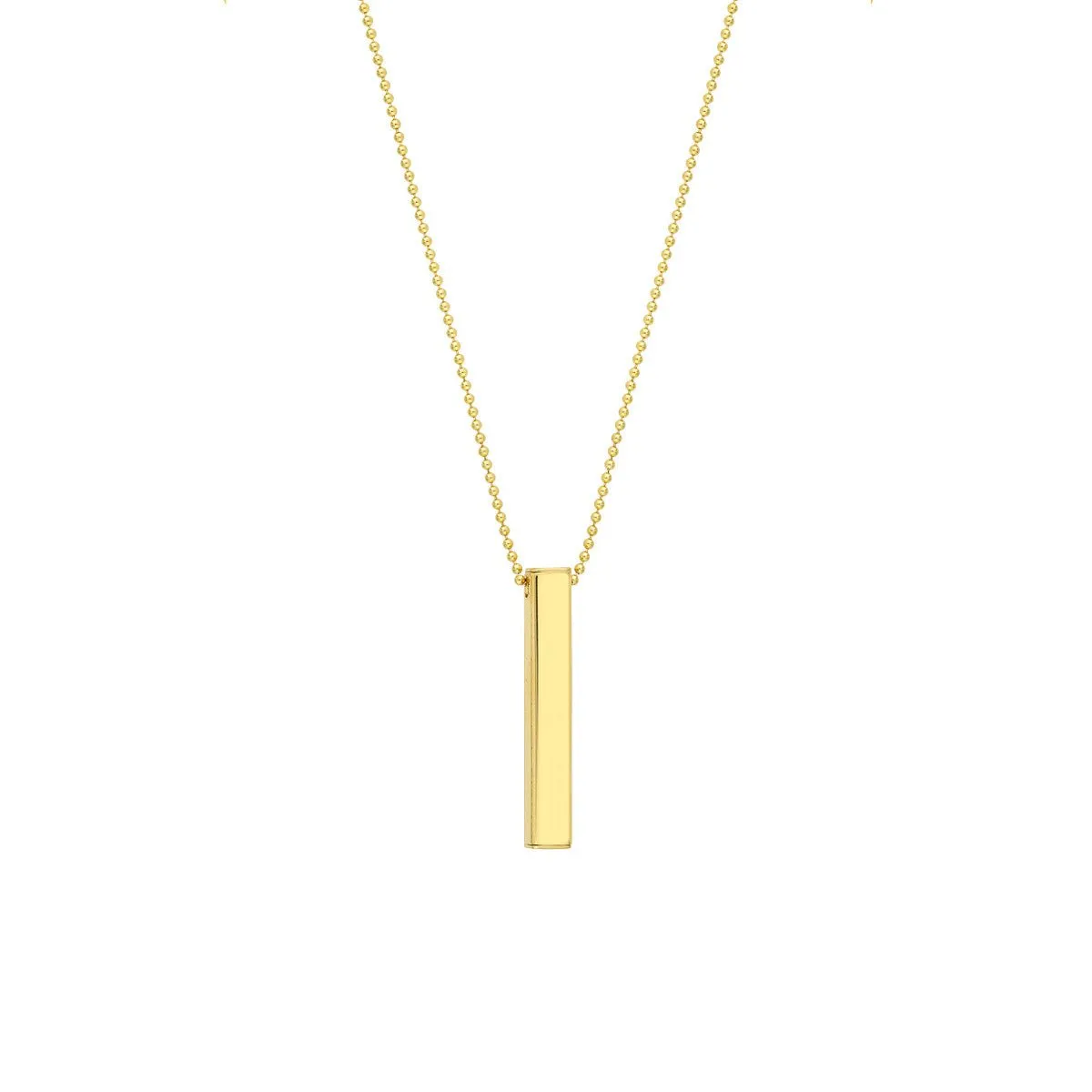 14K Yellow Gold Men's Engravable 3D Bar Necklace