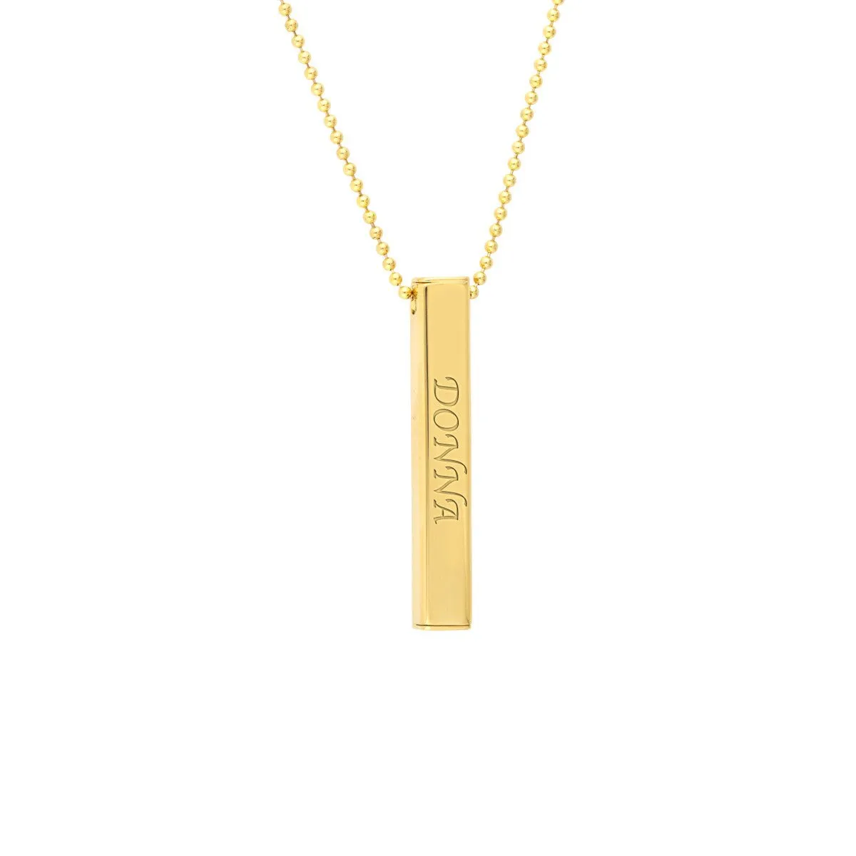 14K Yellow Gold Men's Engravable 3D Bar Necklace