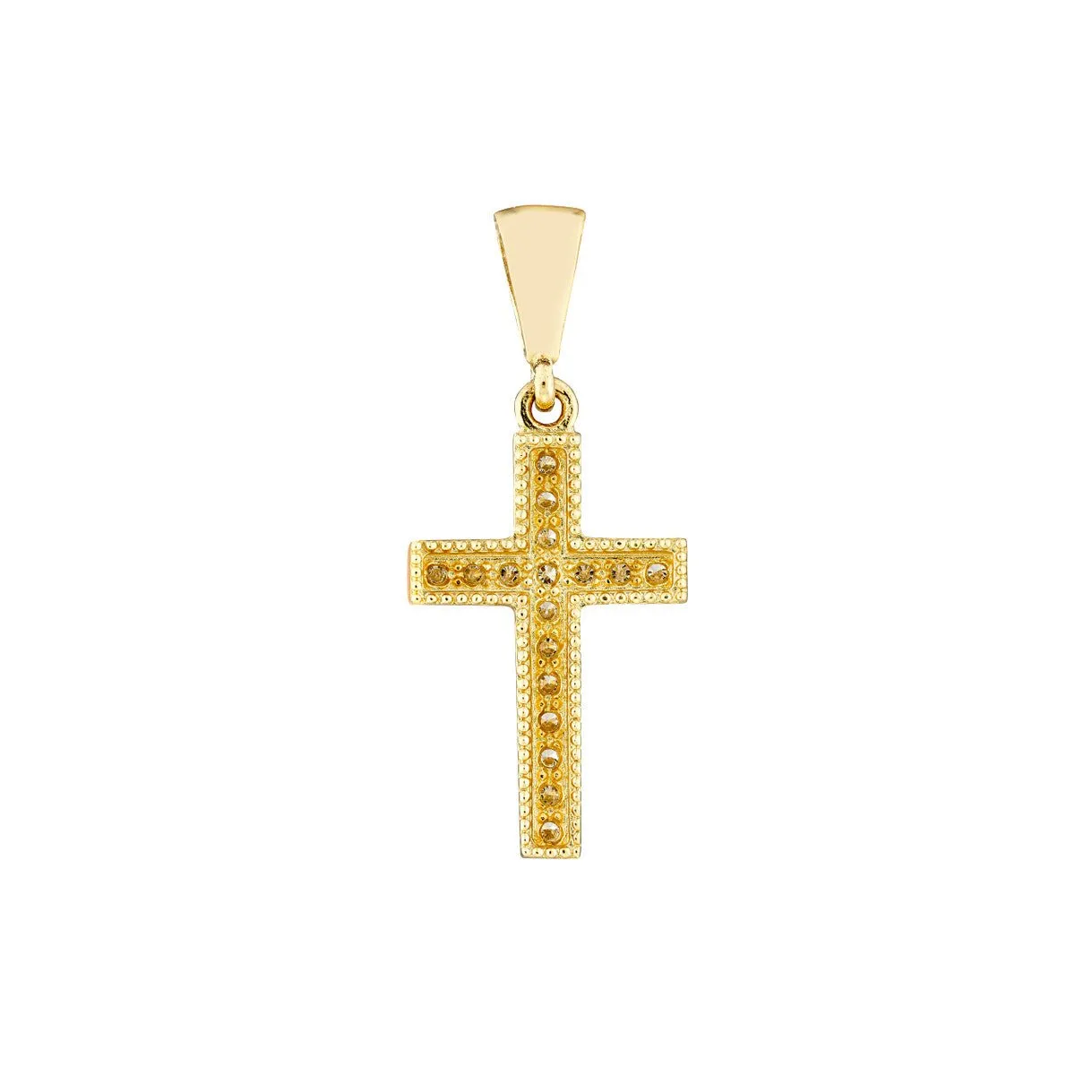 14K Yellow Gold Mini Diamond Cross Pendant