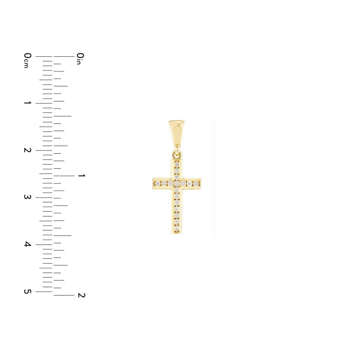 14K Yellow Gold Mini Diamond Cross Pendant