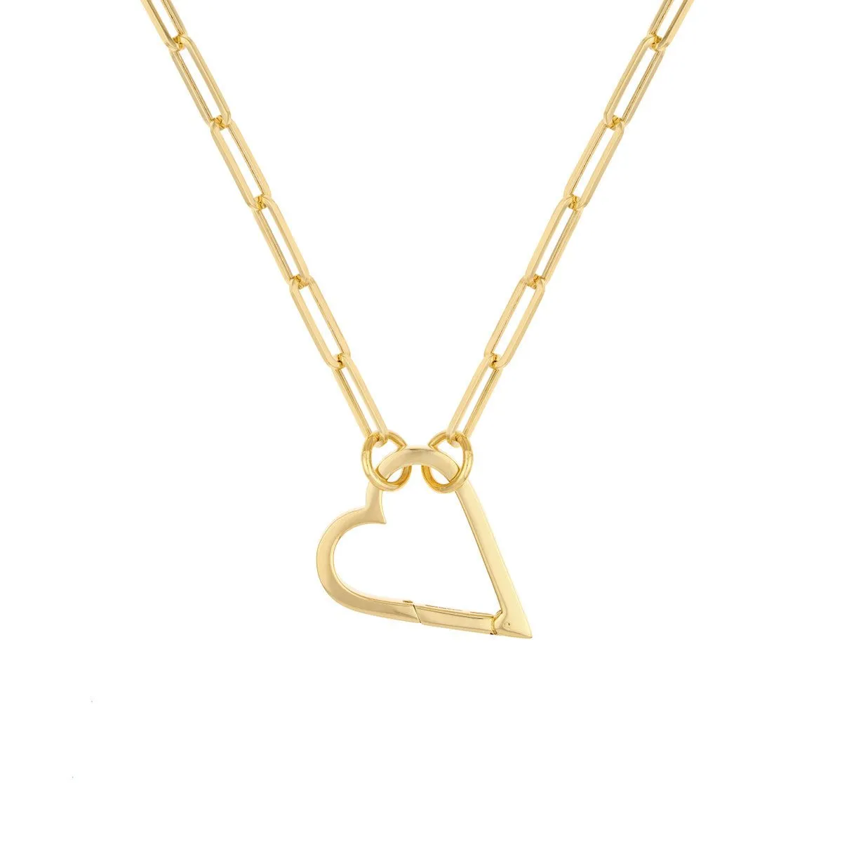 14K Yellow Gold Open Heart Push Lock