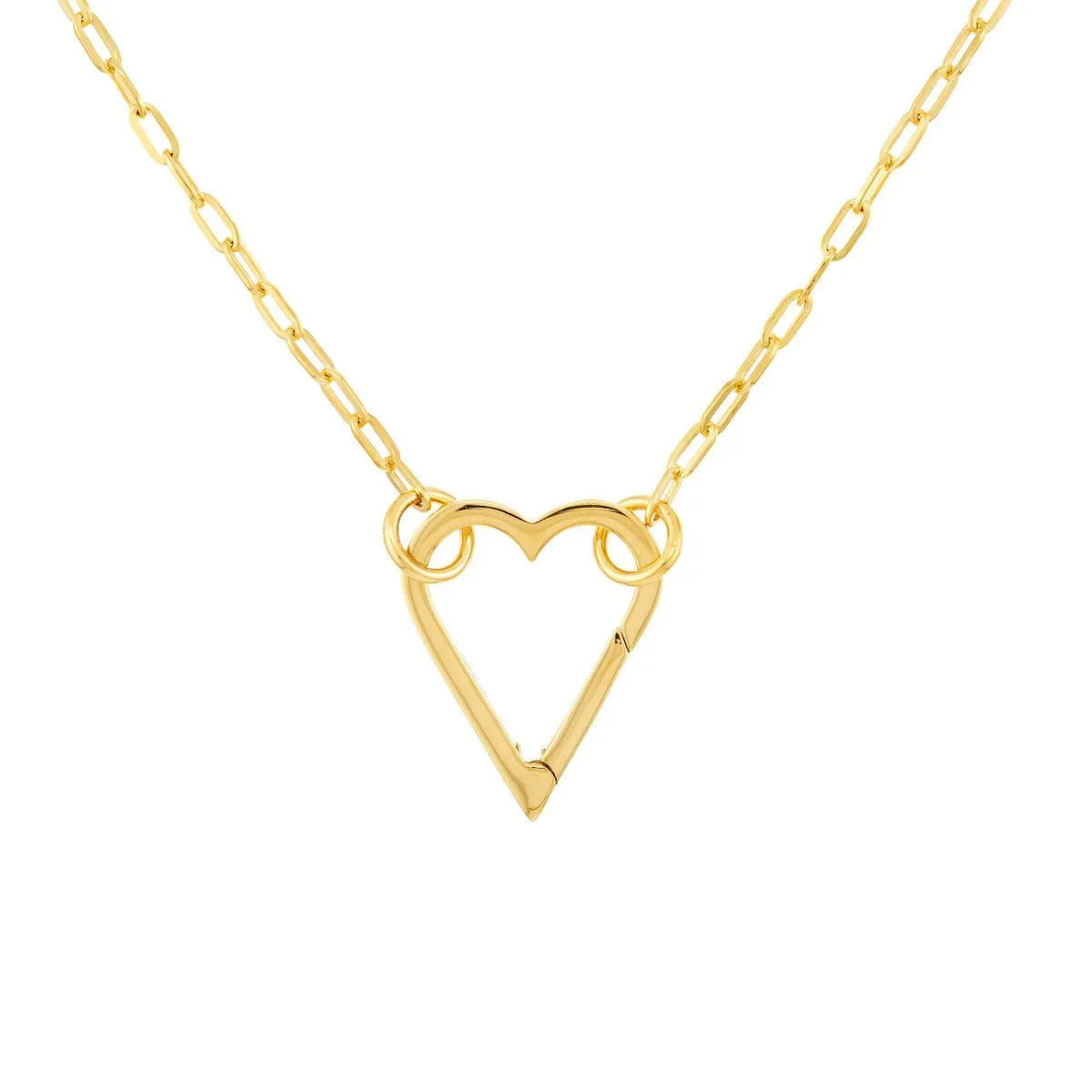 14K Yellow Gold Open Heart Push Lock