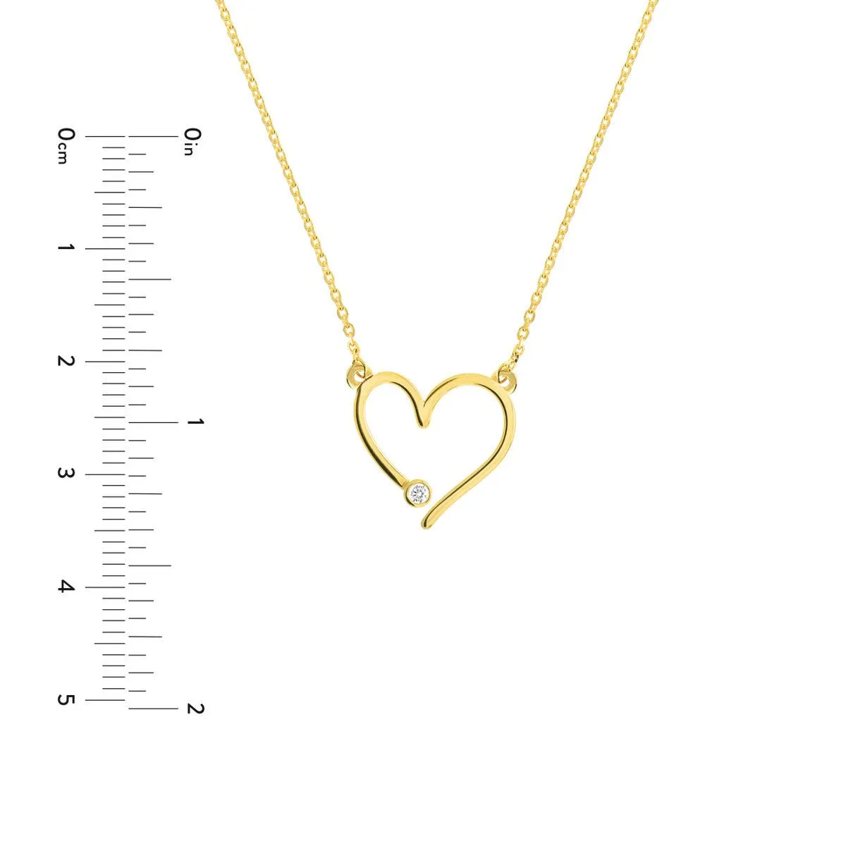 14K Yellow Gold Open Heart with Diamond Adjustable Necklace