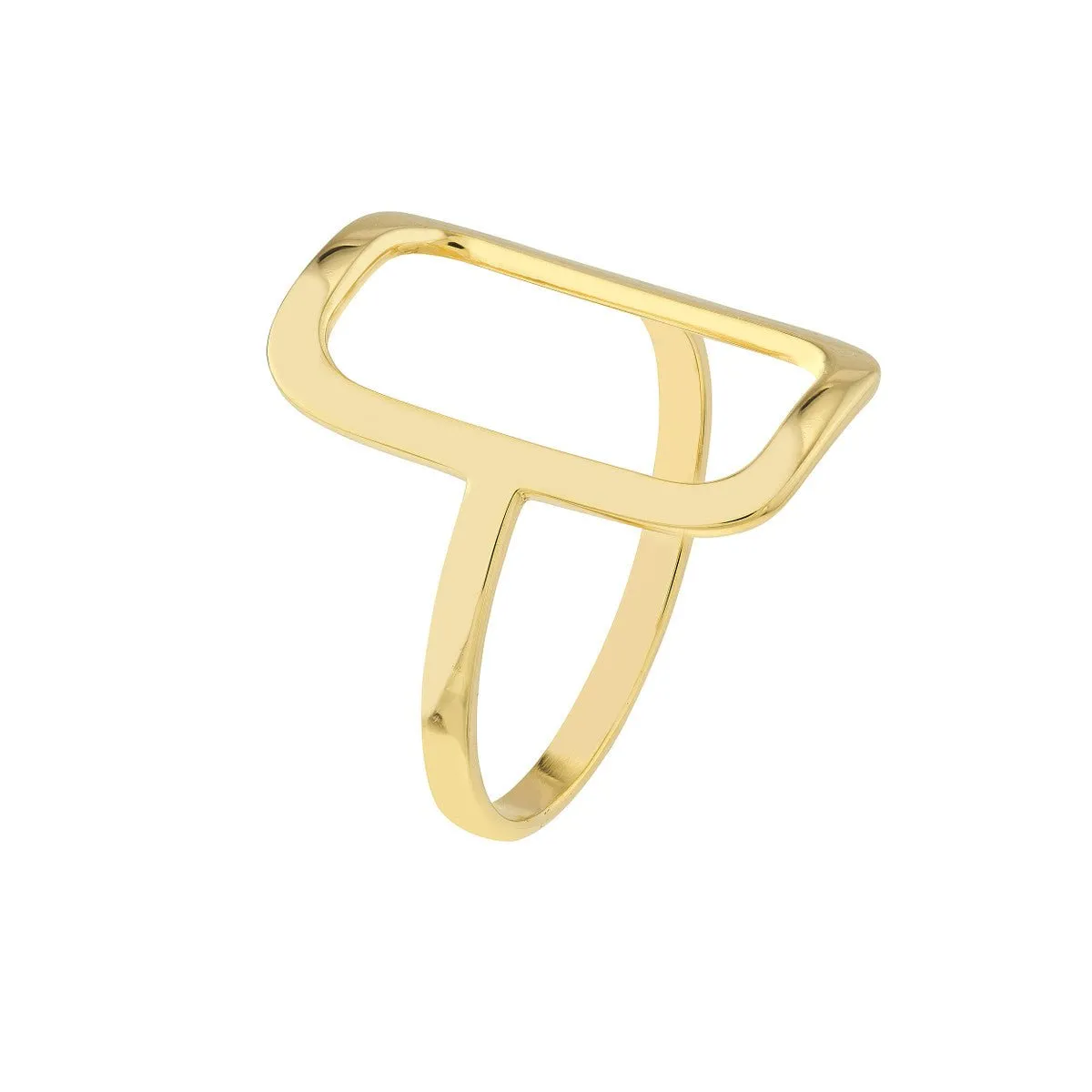 14K Yellow Gold Open Paper Clip Link Ring