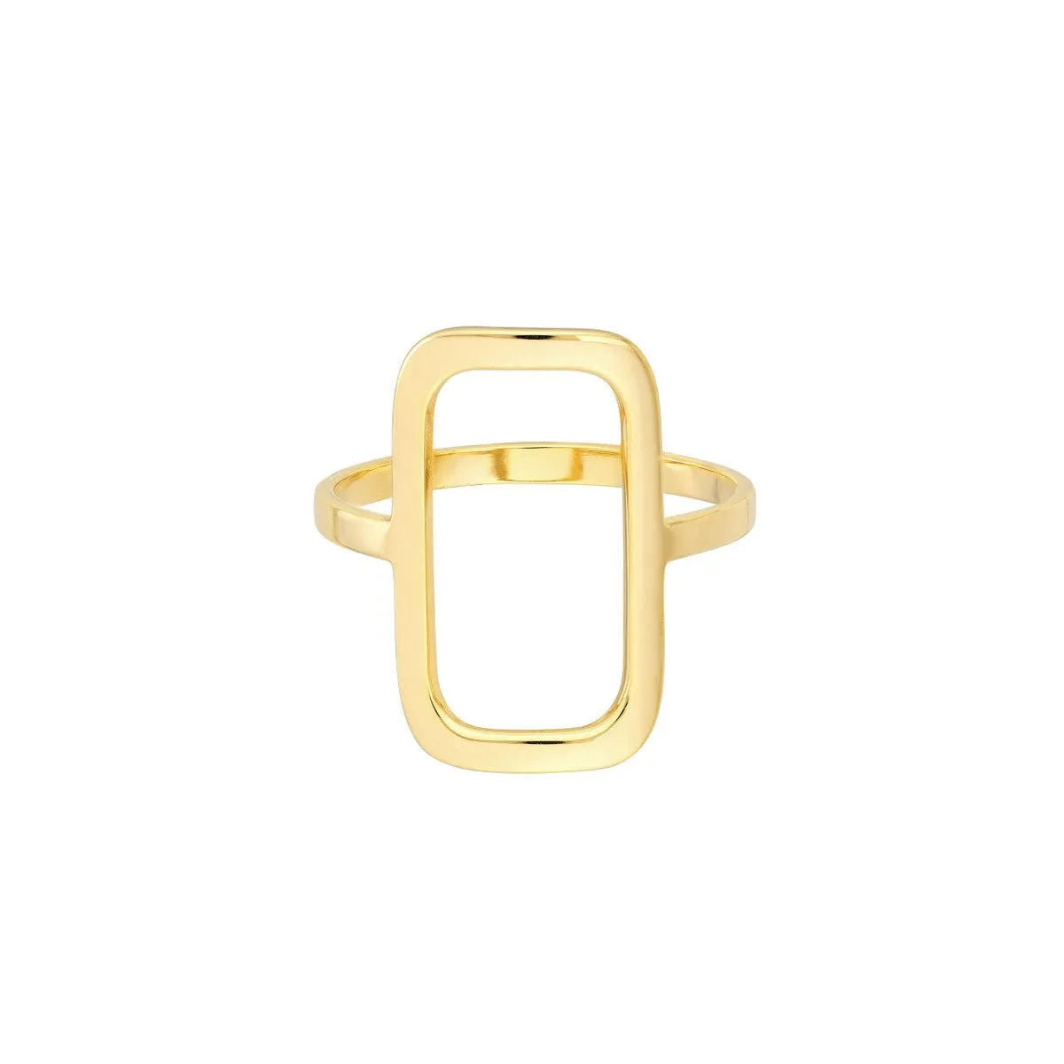 14K Yellow Gold Open Paper Clip Link Ring