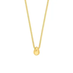 14K Yellow Gold Puff Teardrop Snake Necklace