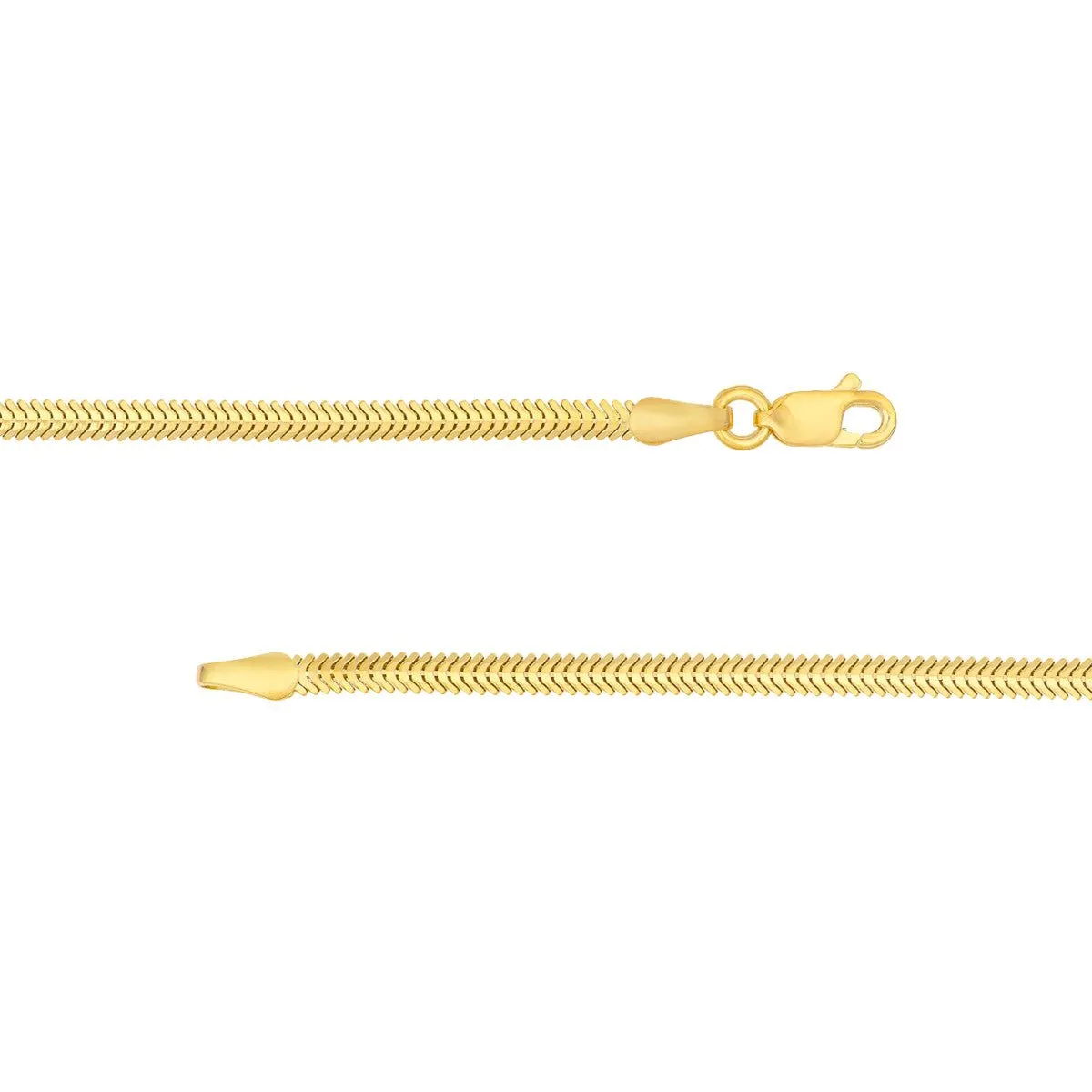 14K Yellow Gold Puff Teardrop Snake Necklace