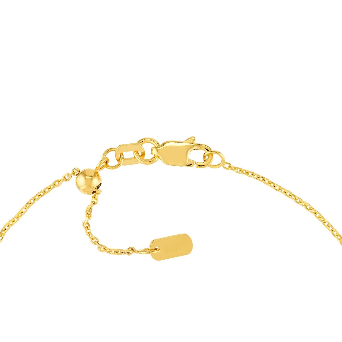 14K Yellow Gold Puffed Heart Station Adjustable Bracelet