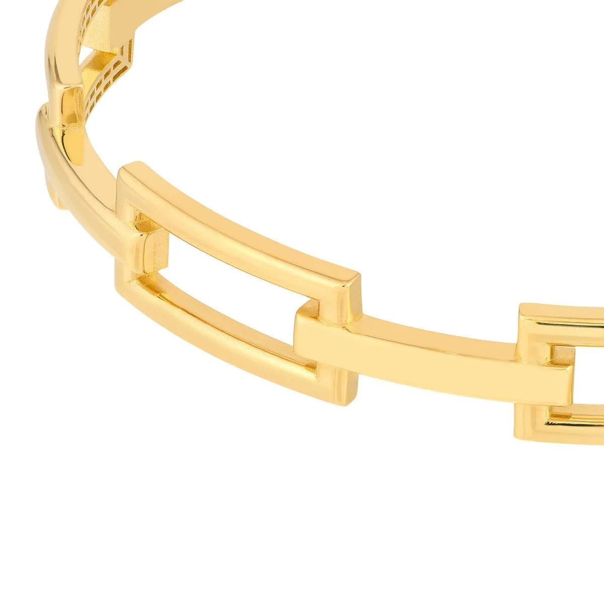 14K Yellow Gold Rectangular Polished Link Bangle Bracelet