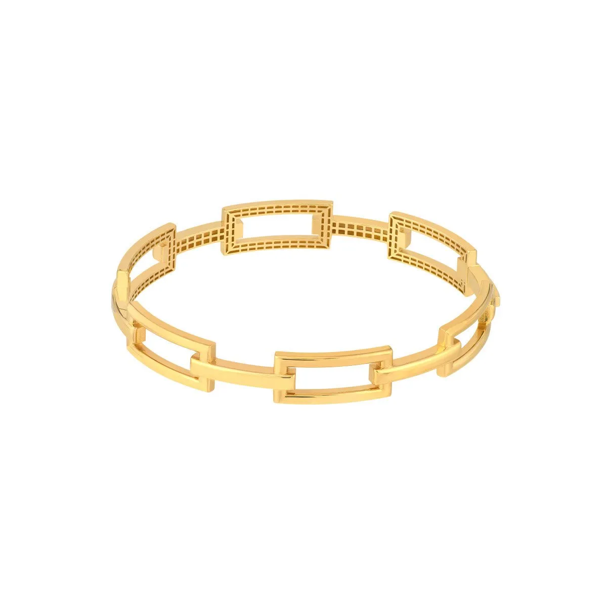 14K Yellow Gold Rectangular Polished Link Bangle Bracelet