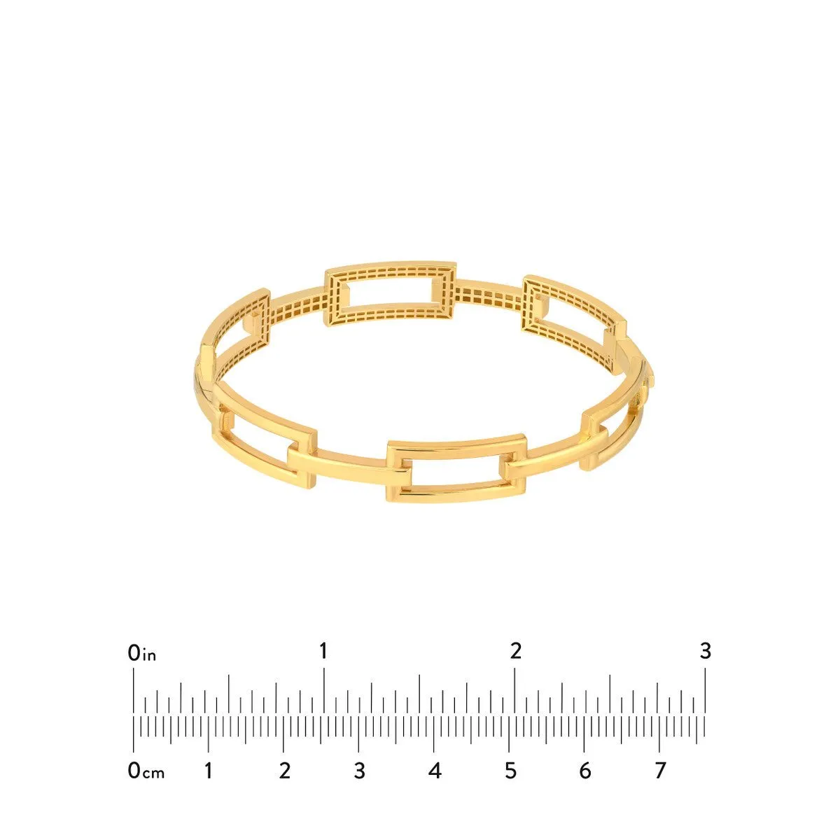 14K Yellow Gold Rectangular Polished Link Bangle Bracelet