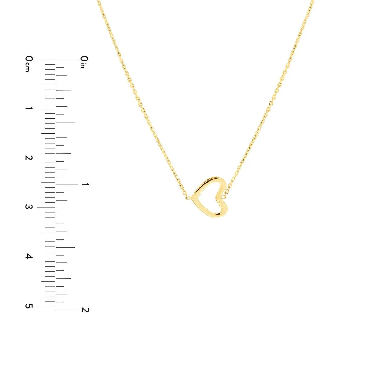 14K Yellow Gold Sideways Mini Heart Adjustable Necklace