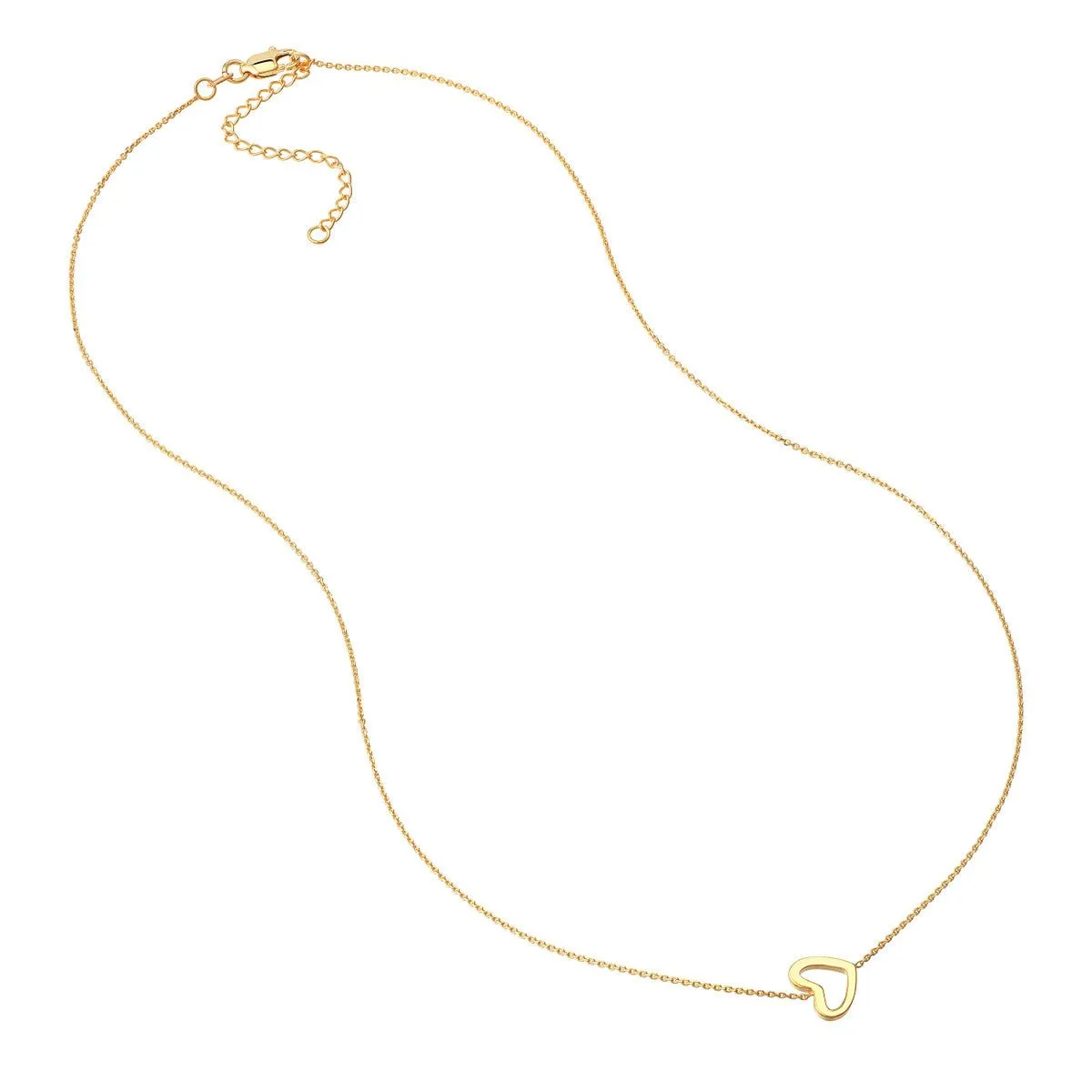 14K Yellow Gold Sideways Mini Heart Adjustable Necklace