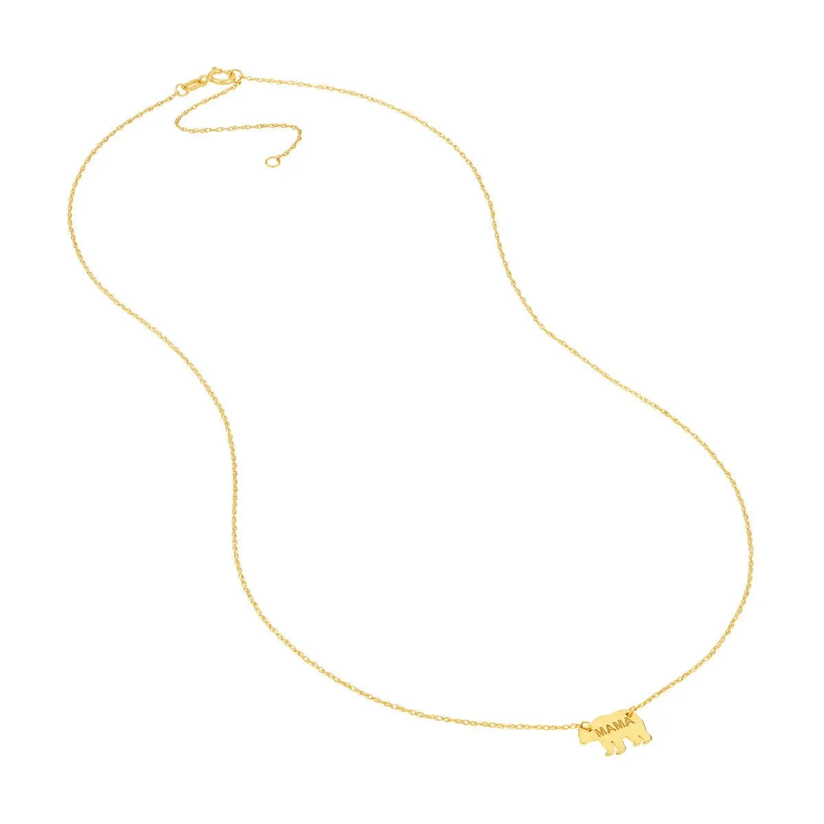 14K Yellow Gold So You Mini Mama Bear Adjustable Necklace