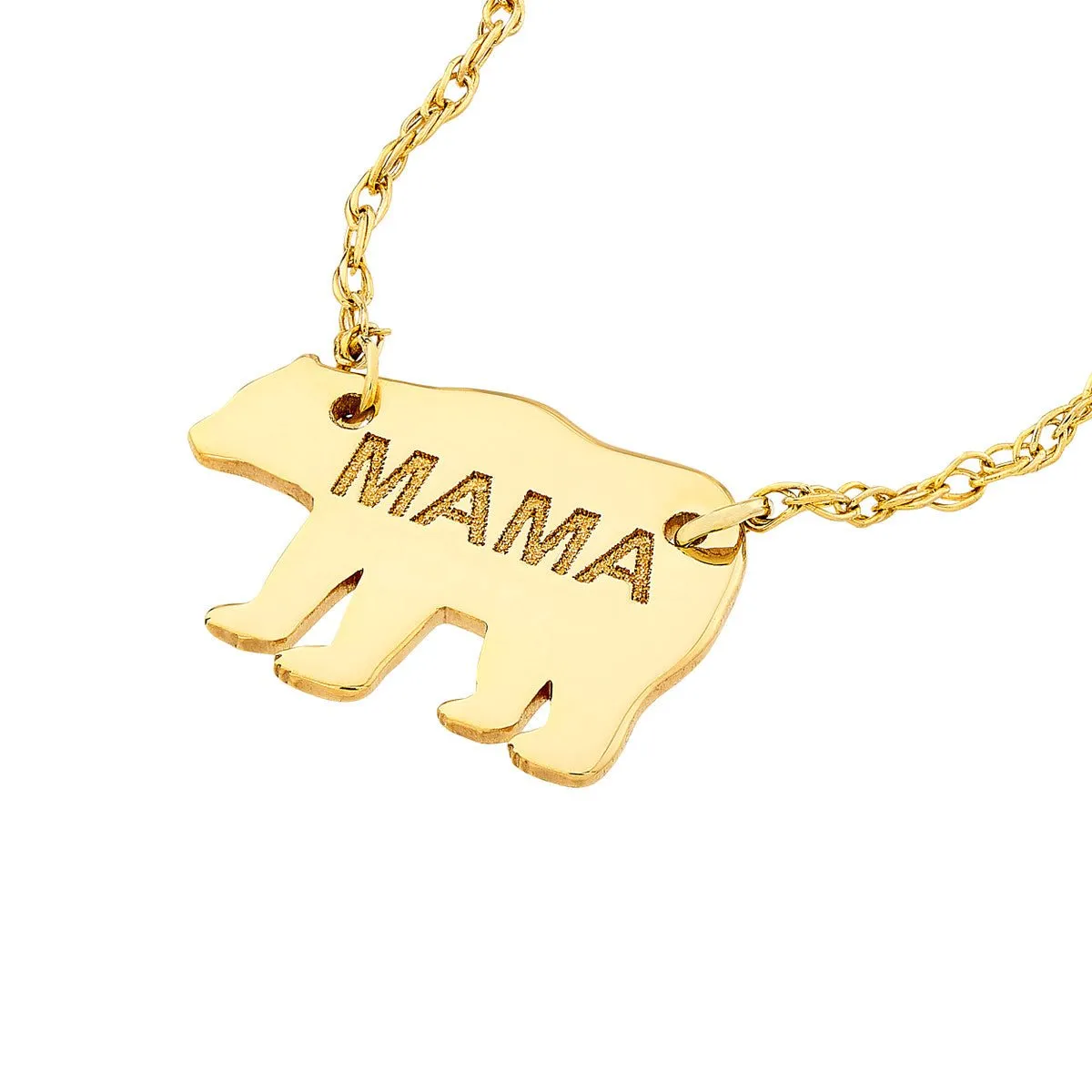 14K Yellow Gold So You Mini Mama Bear Adjustable Necklace