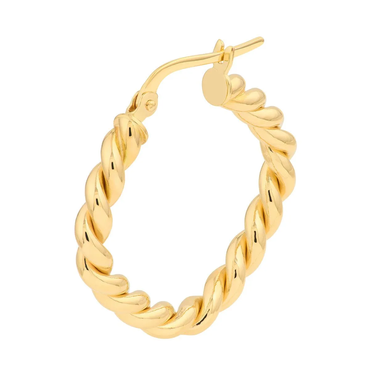 14K Yellow Gold Square Twist Rope Hoop Earrings