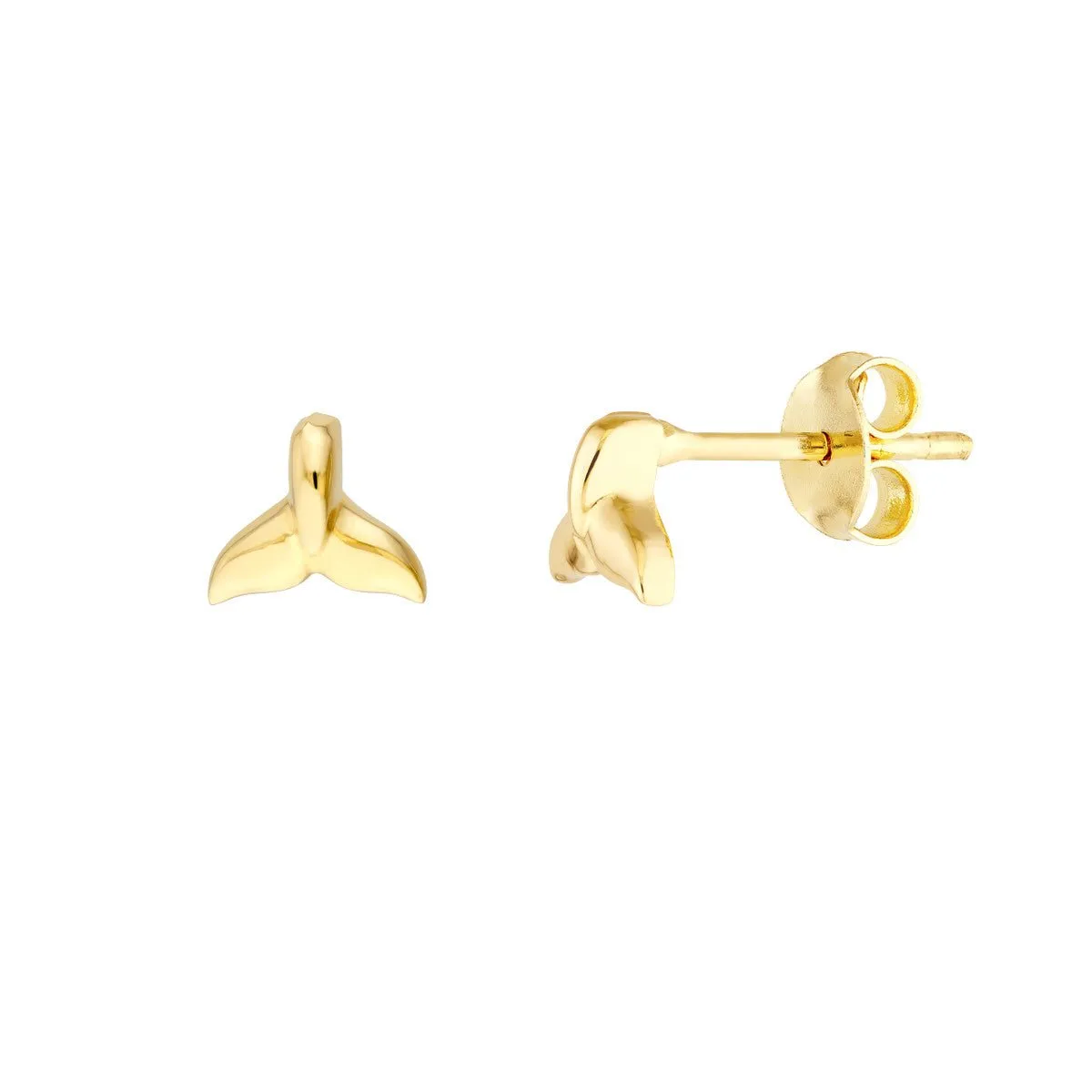 14K Yellow Gold WhaleTail Micro Stud Earrings