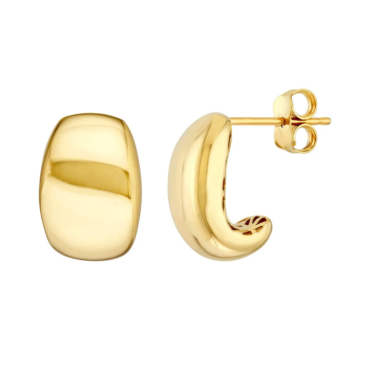 14K Yellow Gold Wide Dome Hoop Earrings