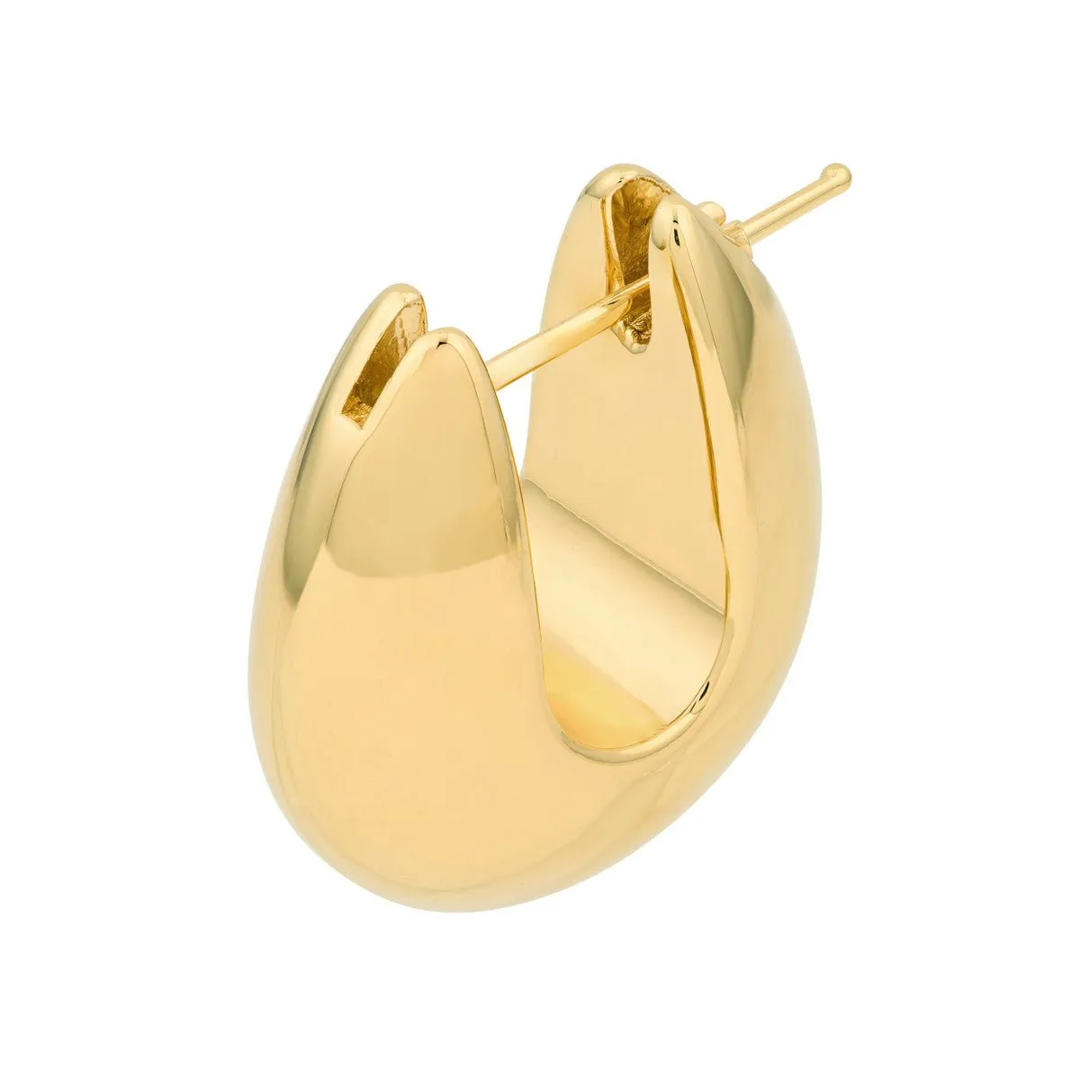 14K Yellow Gold Wide Round Puff Hoop Earrings