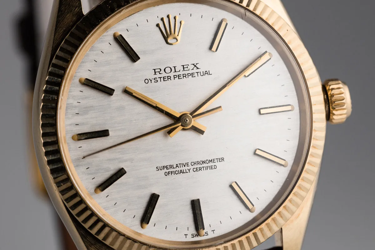 1972 Rolex Oyster Perpetual 1005 Silver Mosaic Dial with Box and Papers