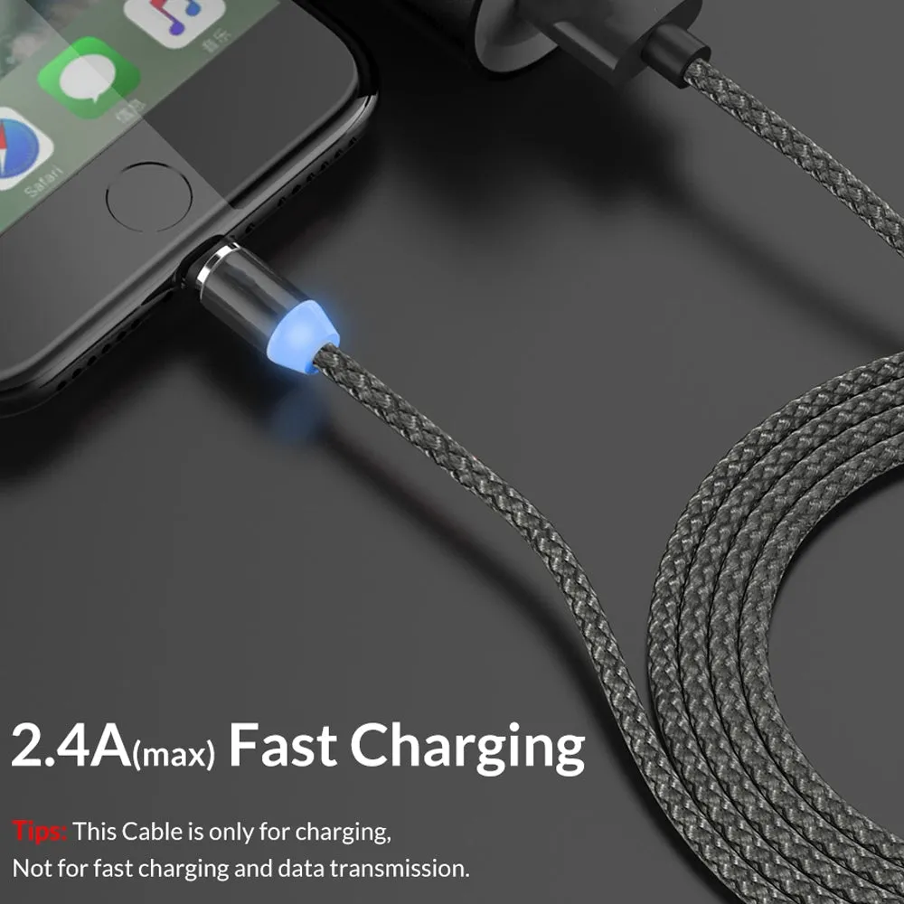 2 in 1 USB to Micro USB   Type-C / USB-C Magnetic Metal Joint Nylon Braided Charging Cable, Length - 1m - Black - pack of 4