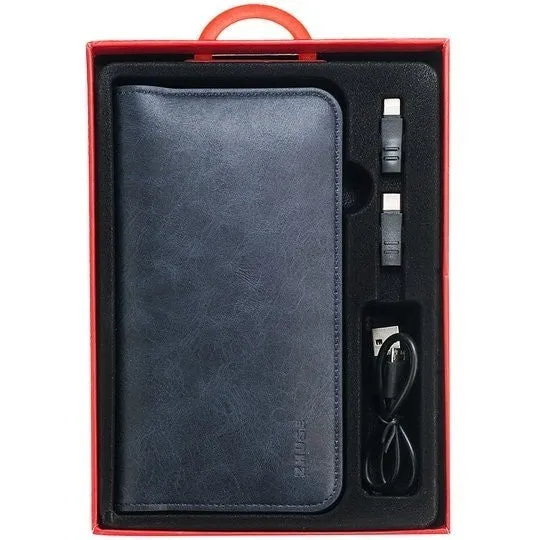 2-in-1 ZHUSE Universal Leather Wallet with 8000mAh Power Bank