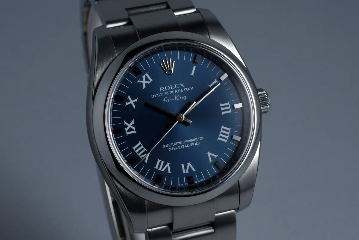 2006 Rolex Air King 114200 Blue Roman Dial