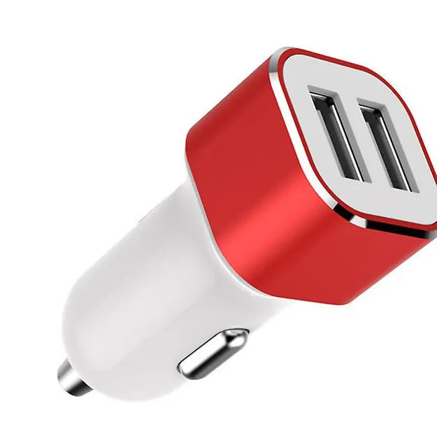 2Pcs silver Quick Charge Car dual-port usb car charger, multi-function cigarette lighter AZ21943