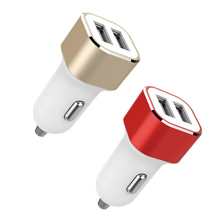 2Pcs silver Quick Charge Car dual-port usb car charger, multi-function cigarette lighter AZ21943