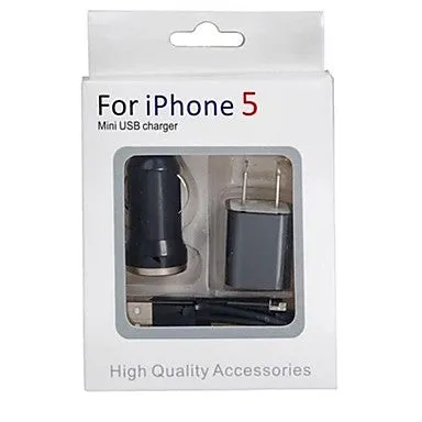 3 in 1 USB Charger Cable Apple 8 Pin US Plug Car Charger with Retail Box for iPhone and Samsung