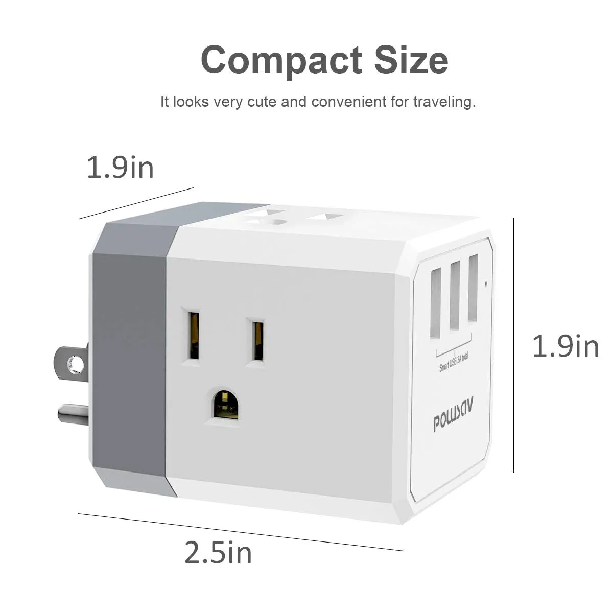 3-Outlet USB Wall Charger and Extender with 3-Way Splitter, ETL Listed - For Home, Office, Cruise Ship