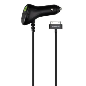 30-Pin Apple iPhone Car Charger with Extra USB Port 1.5A - Black