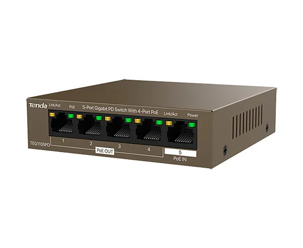 5-Port Gigabit PD Switch With 4-Port PoE