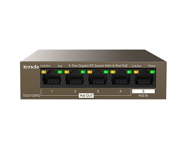 5-Port Gigabit PD Switch With 4-Port PoE