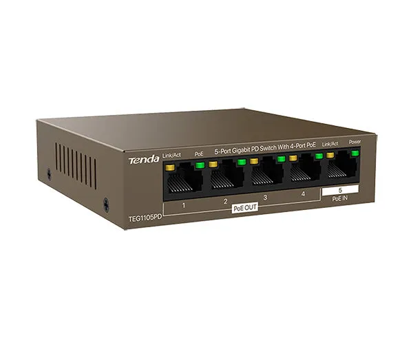 5-Port Gigabit PD Switch With 4-Port PoE