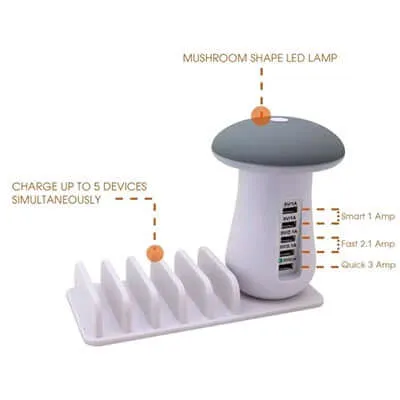 5 Port Quick Charger with Night Lamp