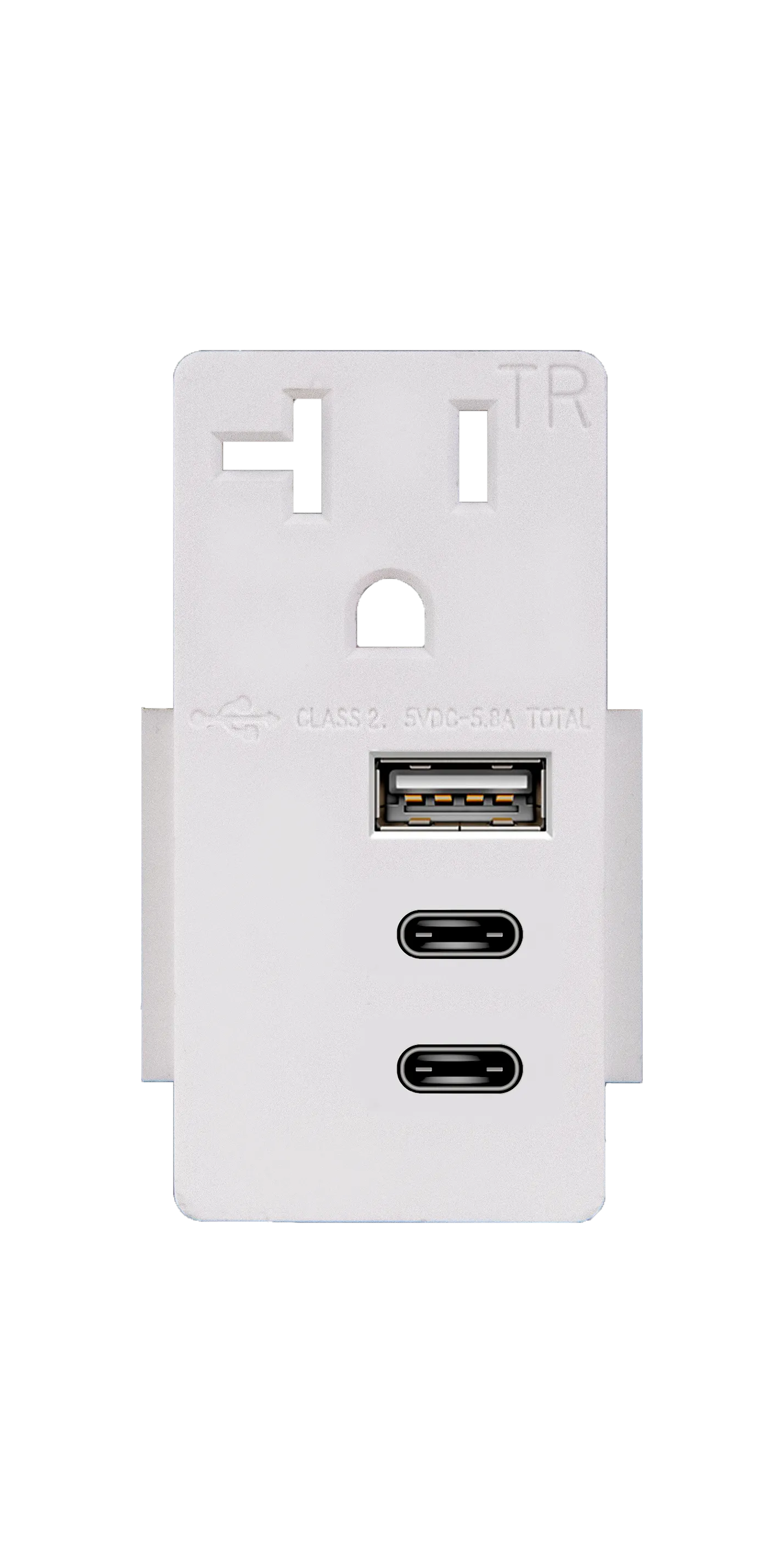 5.8A Three USB Type A Wall Outlet Charger  with Single 20A Tamper-Resistant  Receptacle