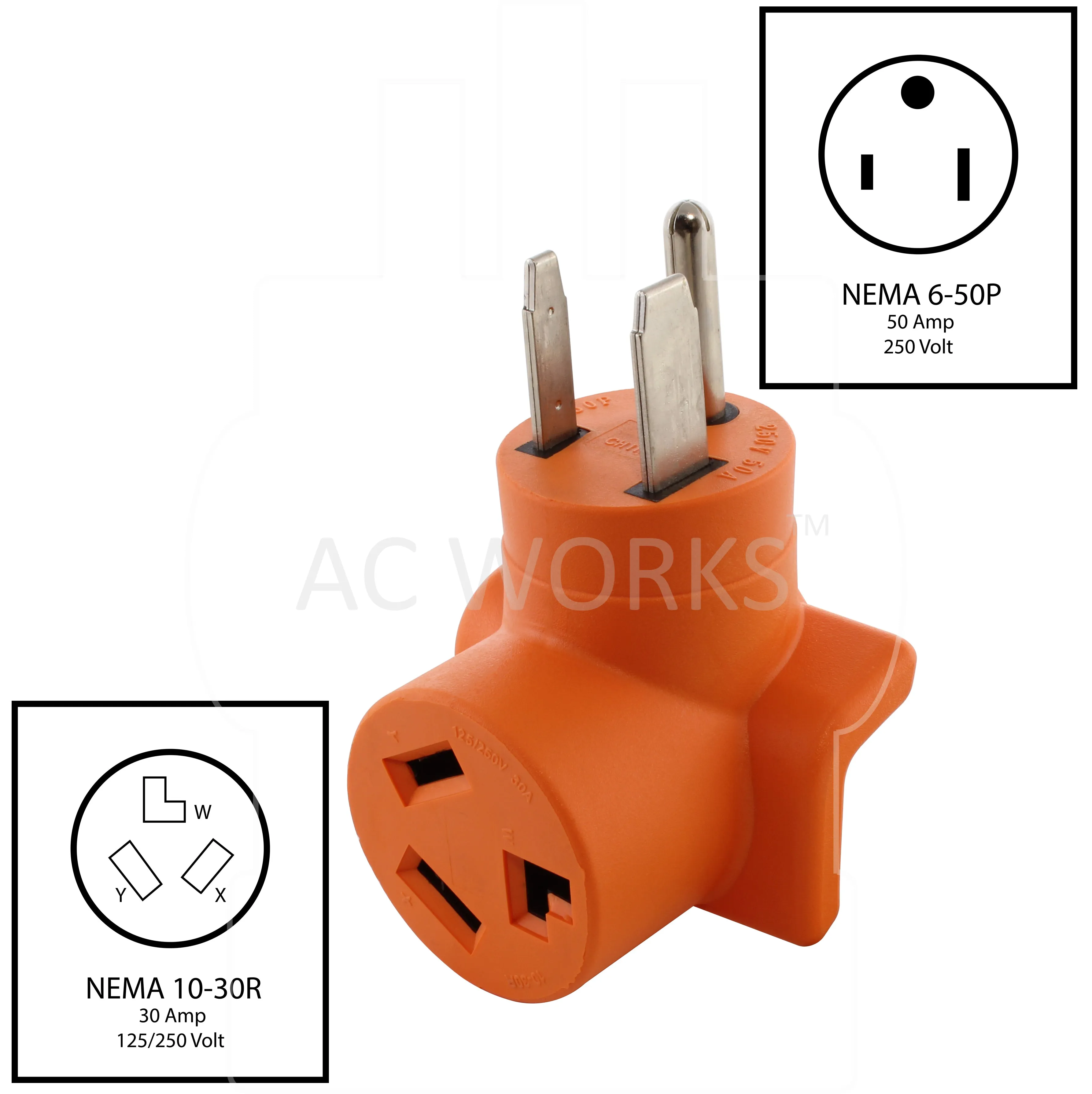 AC WORKS® [AD6501030] Welder 6-50P Plug to 10-30R 3-Prong 30A 3-Prong Dryer Adapter