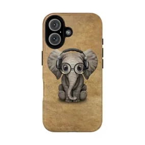 Adorable Baby Elephant DJ with Headphones and Glasses Phone Case