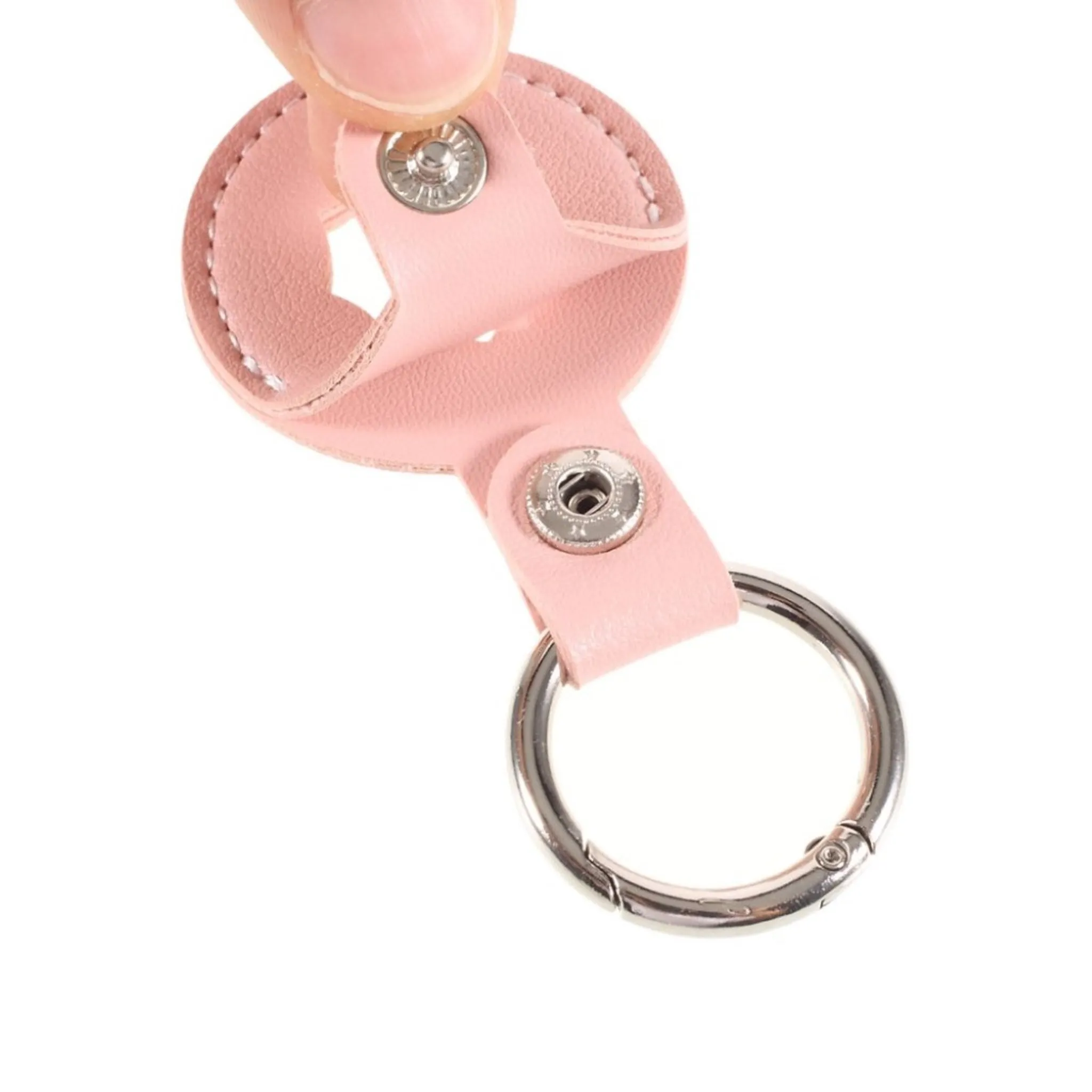 AirTags octagon design leather cover with keyring - Pink