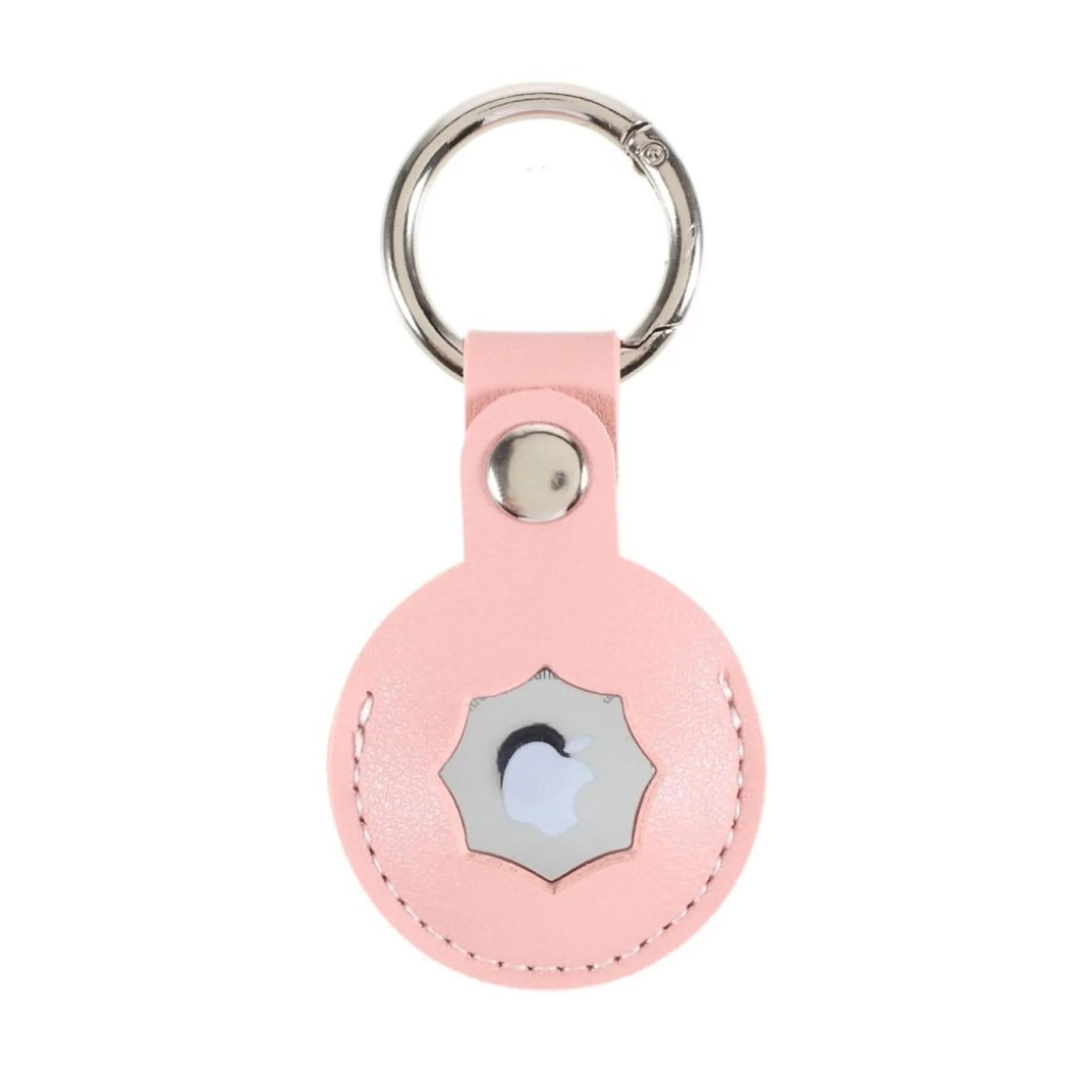 AirTags octagon design leather cover with keyring - Pink