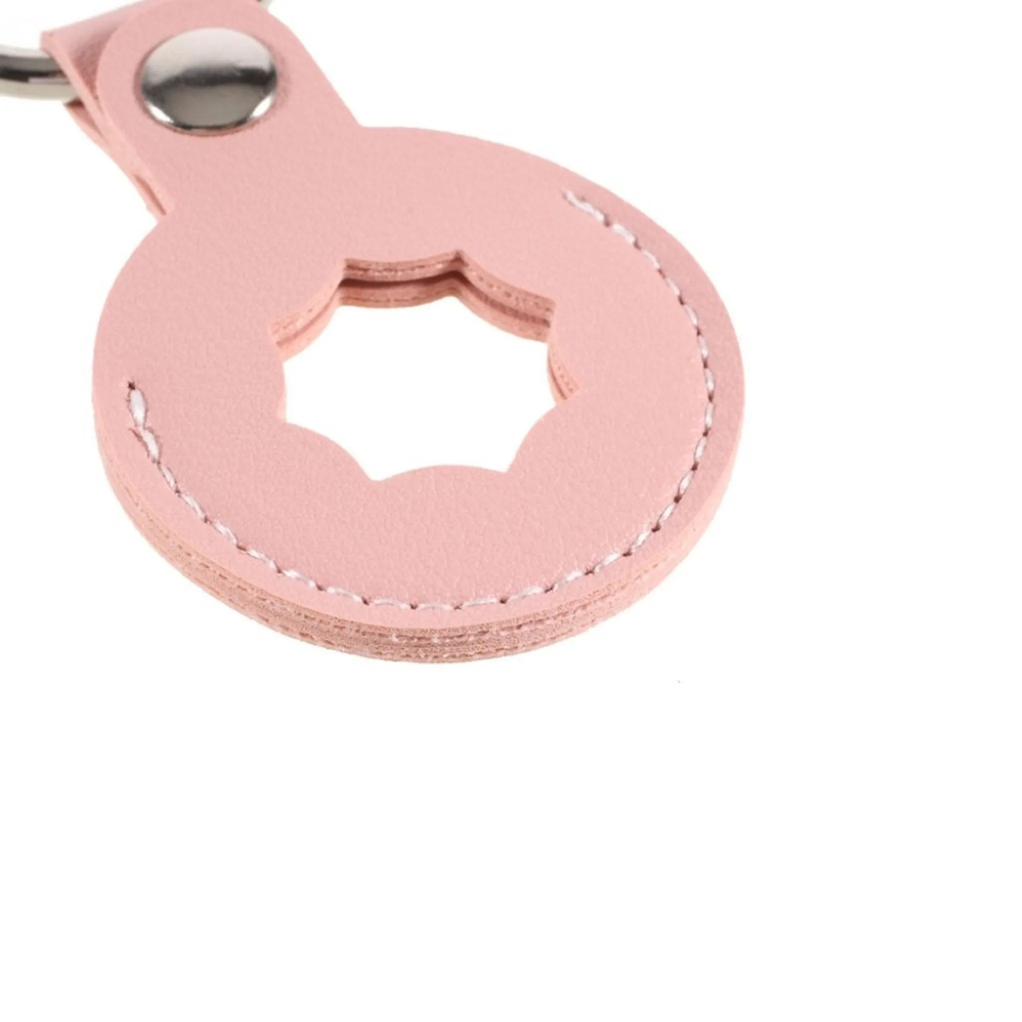 AirTags octagon design leather cover with keyring - Pink