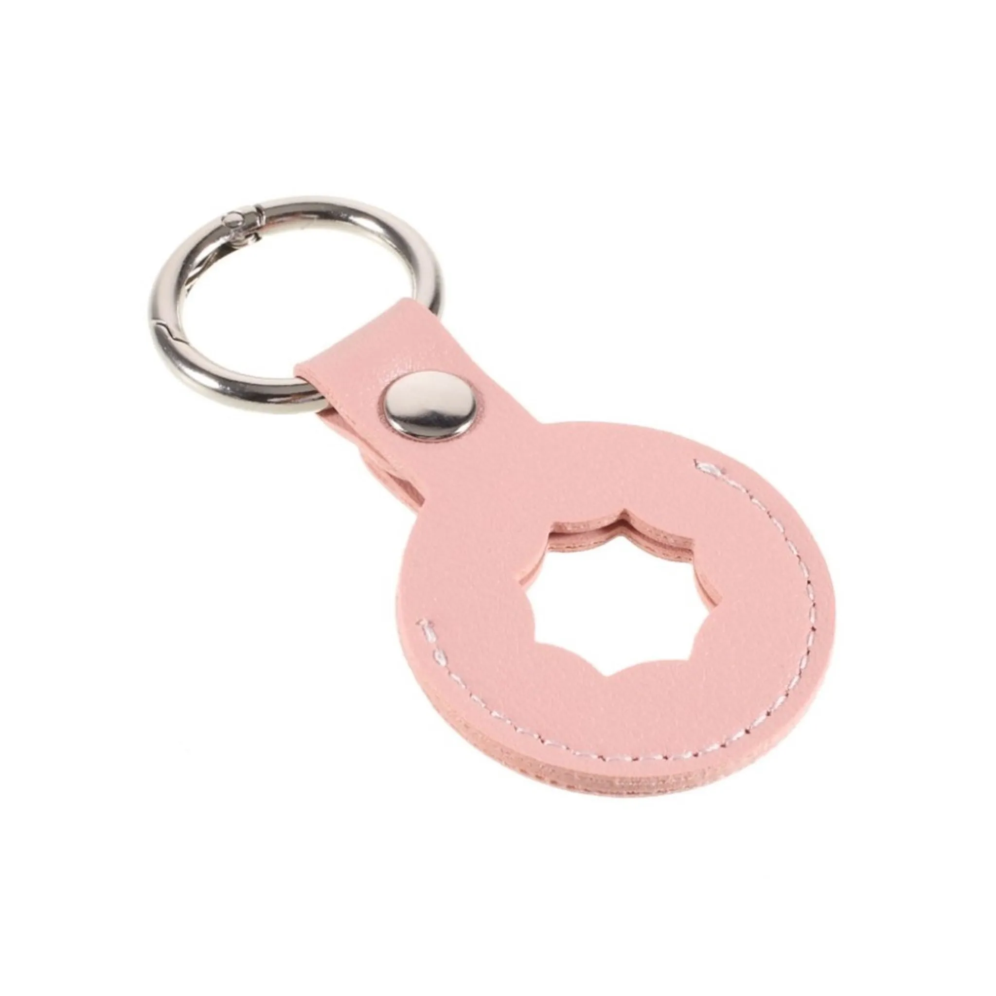 AirTags octagon design leather cover with keyring - Pink