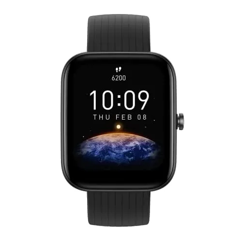 Amazfit Bip 3 Smart Watch for Android iPhone, Health Fitness Tracker with 1.69" Large Display,14-Day Battery Life, 60  Sports Modes, Blood Oxygen Heart Rate Monitor, 5 ATM Water-Resistant (Black)