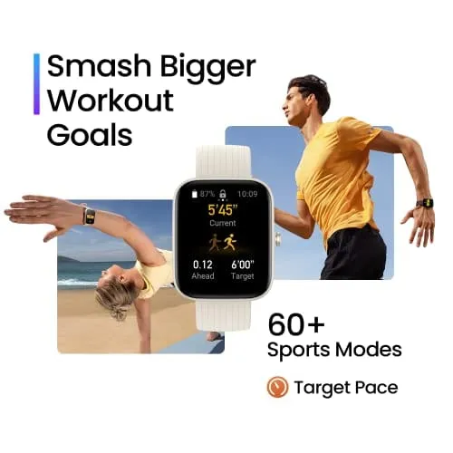 Amazfit Bip 3 Smart Watch for Android iPhone, Health Fitness Tracker with 1.69" Large Display,14-Day Battery Life, 60  Sports Modes, Blood Oxygen Heart Rate Monitor, 5 ATM Water-Resistant (Black)