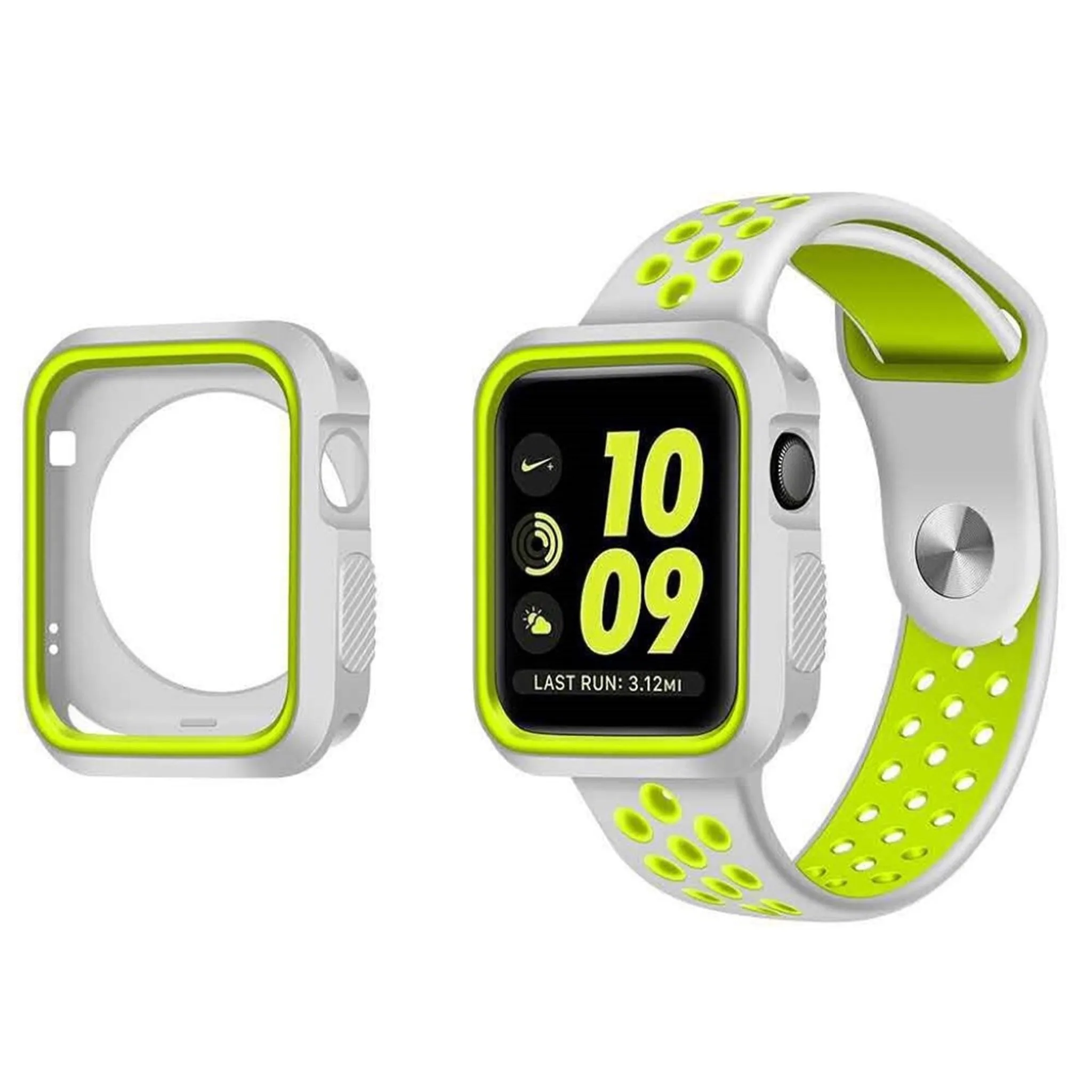 Apple Watch 42mm double color soft silicone case - White   Green