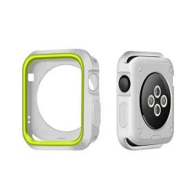 Apple Watch 42mm double color soft silicone case - White   Green