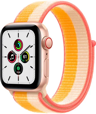 Apple Watch SE (GPS Cellular) 44mm - Gold Aluminum - Maize Sport Loop - (MKRQ3LL/A)