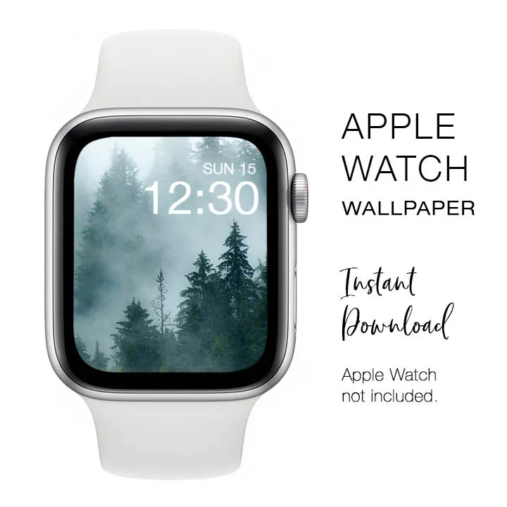 Apple Watch WALLPAPER - Trees In Mist Mountains - Instant Download - Watch Background Apple Watch face design