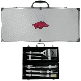 Arkansas Razorbacks 8 pc Stainless Steel BBQ Set w/Metal Case